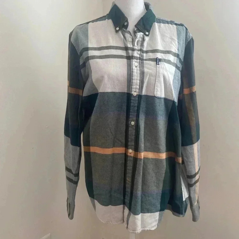 Barbour Mens Tartan 7 Tailored Plaid Long-sleeve Shirt Size m